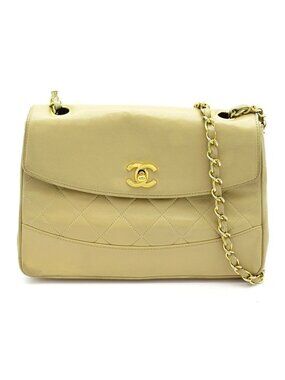 Chanel Chain Shoulder Bag Lambskin Beige